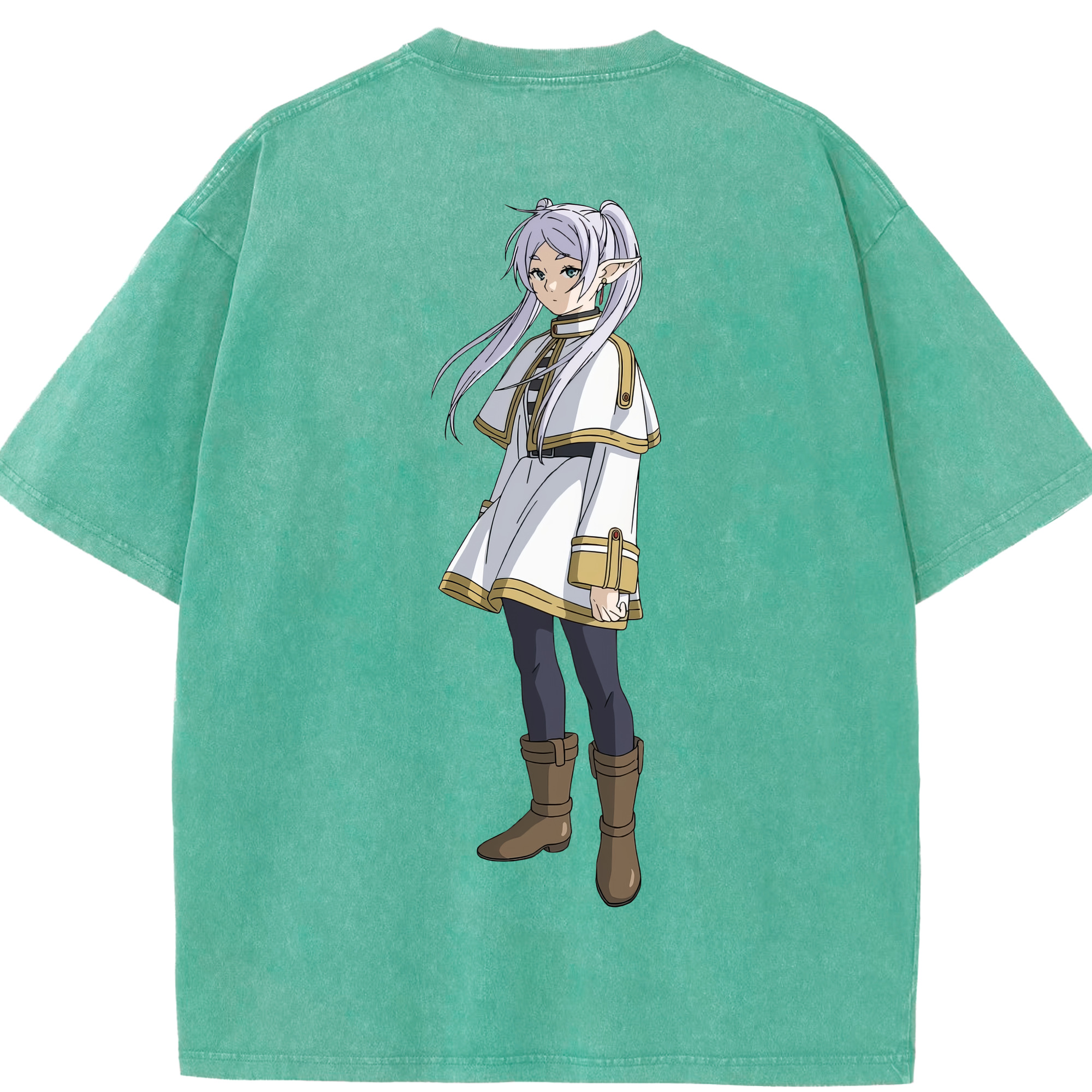 （画像用） 葬送のフリーレン Frieren 綿100% ヴィンテージ風 半袖Tシャツ（背面プリント）